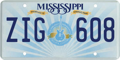 MS license plate ZIG608
