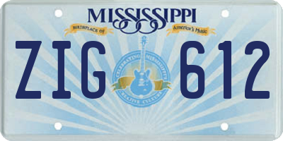MS license plate ZIG612