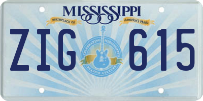 MS license plate ZIG615