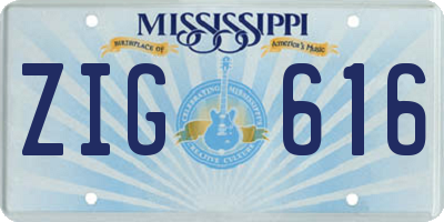 MS license plate ZIG616