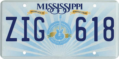 MS license plate ZIG618