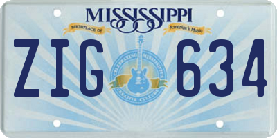 MS license plate ZIG634