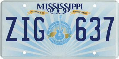 MS license plate ZIG637