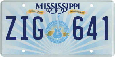 MS license plate ZIG641