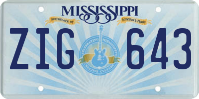 MS license plate ZIG643
