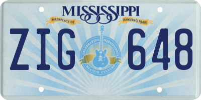 MS license plate ZIG648