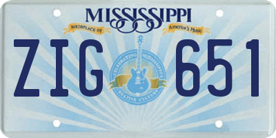 MS license plate ZIG651