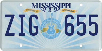 MS license plate ZIG655