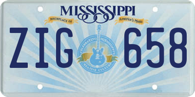 MS license plate ZIG658