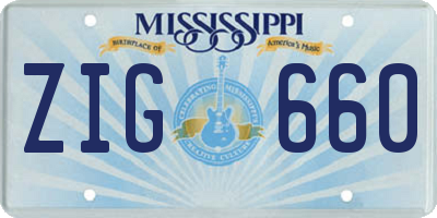 MS license plate ZIG660