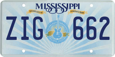 MS license plate ZIG662