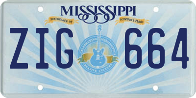 MS license plate ZIG664