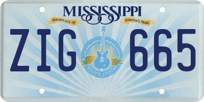 MS license plate ZIG665