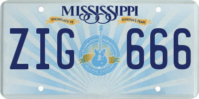 MS license plate ZIG666