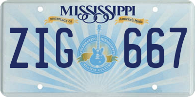 MS license plate ZIG667