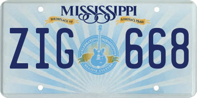 MS license plate ZIG668