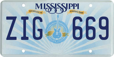 MS license plate ZIG669