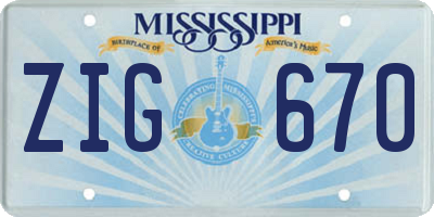 MS license plate ZIG670