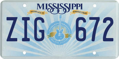 MS license plate ZIG672