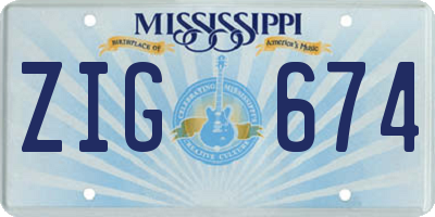 MS license plate ZIG674