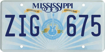 MS license plate ZIG675