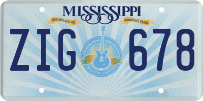 MS license plate ZIG678