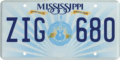 MS license plate ZIG680