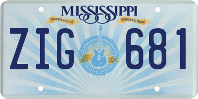 MS license plate ZIG681