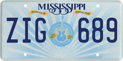 MS license plate ZIG689