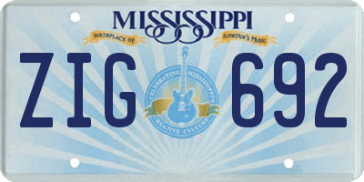 MS license plate ZIG692