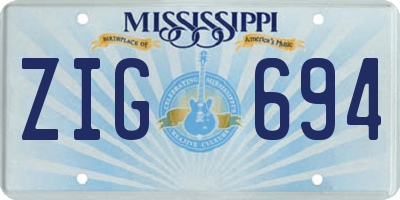 MS license plate ZIG694