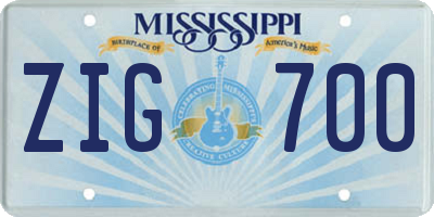 MS license plate ZIG700