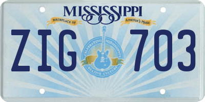 MS license plate ZIG703