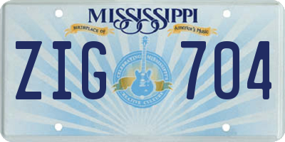 MS license plate ZIG704