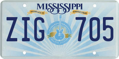 MS license plate ZIG705