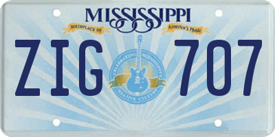MS license plate ZIG707