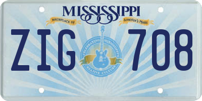 MS license plate ZIG708
