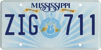 MS license plate ZIG711