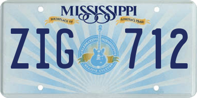 MS license plate ZIG712