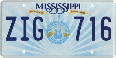 MS license plate ZIG716
