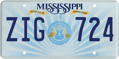 MS license plate ZIG724
