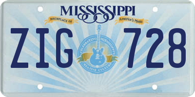 MS license plate ZIG728