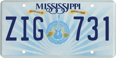 MS license plate ZIG731