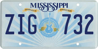 MS license plate ZIG732