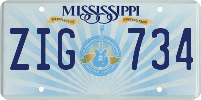 MS license plate ZIG734