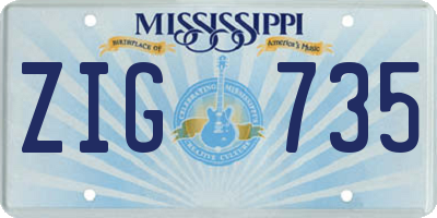 MS license plate ZIG735