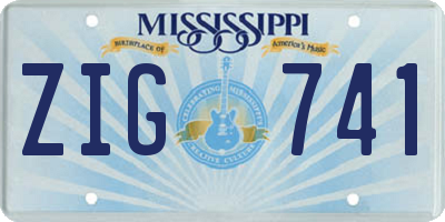 MS license plate ZIG741