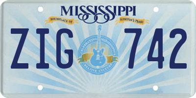 MS license plate ZIG742