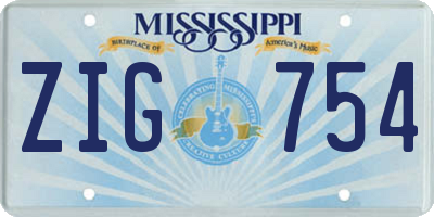 MS license plate ZIG754