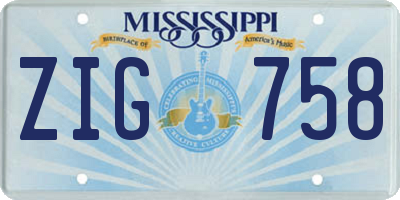 MS license plate ZIG758